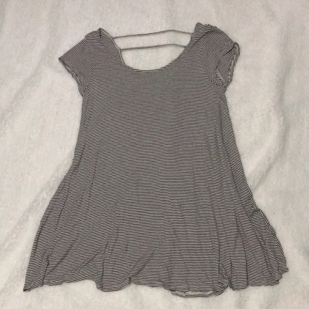 Black and White Striped Mini Dress